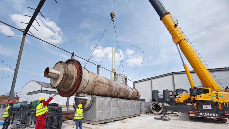 DOING Fully-Automatic 50 TPD Oil Sludge Pyrolysis Project Successfully Commissioned in China Installation of DOING 50 TPD continuous oily sludge pyrolysis machine in China
