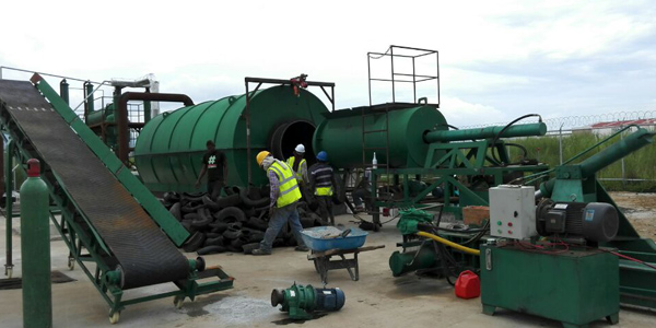 Panama waste tire recycling pyrolysis plant running video