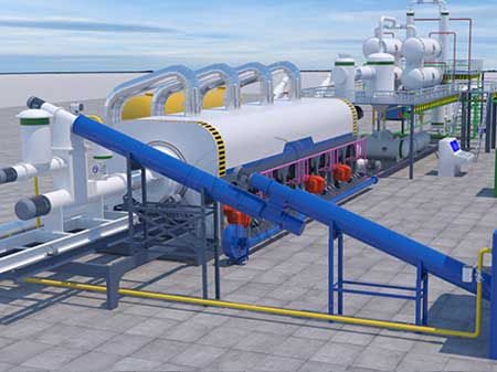 Continuous waste tire pyrolysis plant