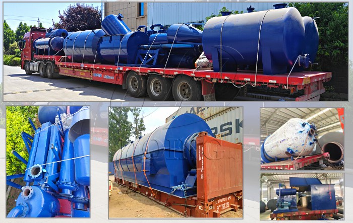Delivery pictures of the tyre oil pyrolysis distillation plant